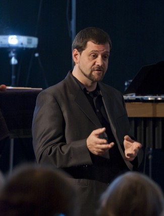 Video Artist Bart Woodstrup during the post-performance discussion